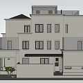 Modern Two Story Detached Villa With Large Windows And Front Tree 3d model