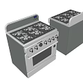 Stainless Steel Gas Stove Oven Combination Kitchen Appliance With Multiple Burners And Knobs