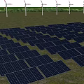 Solar Panels And Wind Turbines As Green Energy Building Components In Grassland