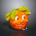 Adorable Orange Cartoon Shaped Decorative Household Item With Smiling Face And Green Leaves