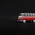 Classic Red And White Vintage Volkswagen Van With Retro Design Features