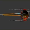 Vibrant Red And Yellow X Wing Fighter Model With Detailed Wings And Engines