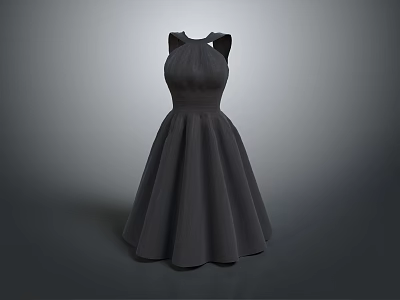 Fashionable Gray Sleeveless High Waist A line Dress With Elegant Design 3d model