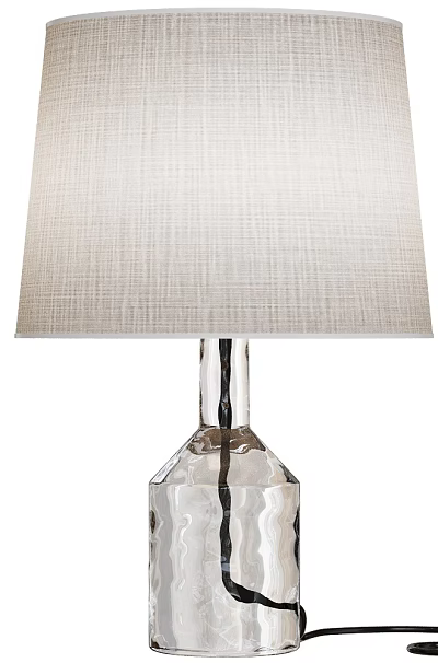 Modern Table Lamp Featuring Linen Shade and Clear Textured Glass Base for Home Decor 3d model