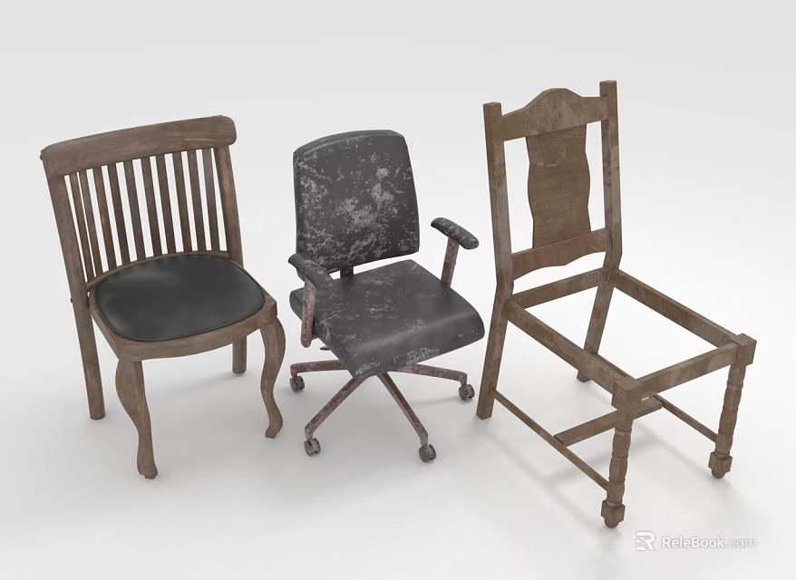 Various Wooden Leisure Chair Designs Featuring Leather Cushion And Solid Frame Styles 3d model 