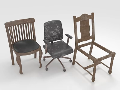 Various Wooden Leisure Chair Designs Featuring Leather Cushion And Solid Frame Styles 3d model