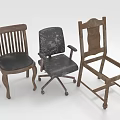 Various Wooden Leisure Chair Designs Featuring Leather Cushion And Solid Frame Styles 3d model