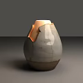 Cracked White Ceramic Table Lamp With Glowing Top And Brown Base 3d model