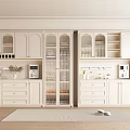 Modern White Wine Cabinet with Glass Doors Drawers and Shelves in Interior Design