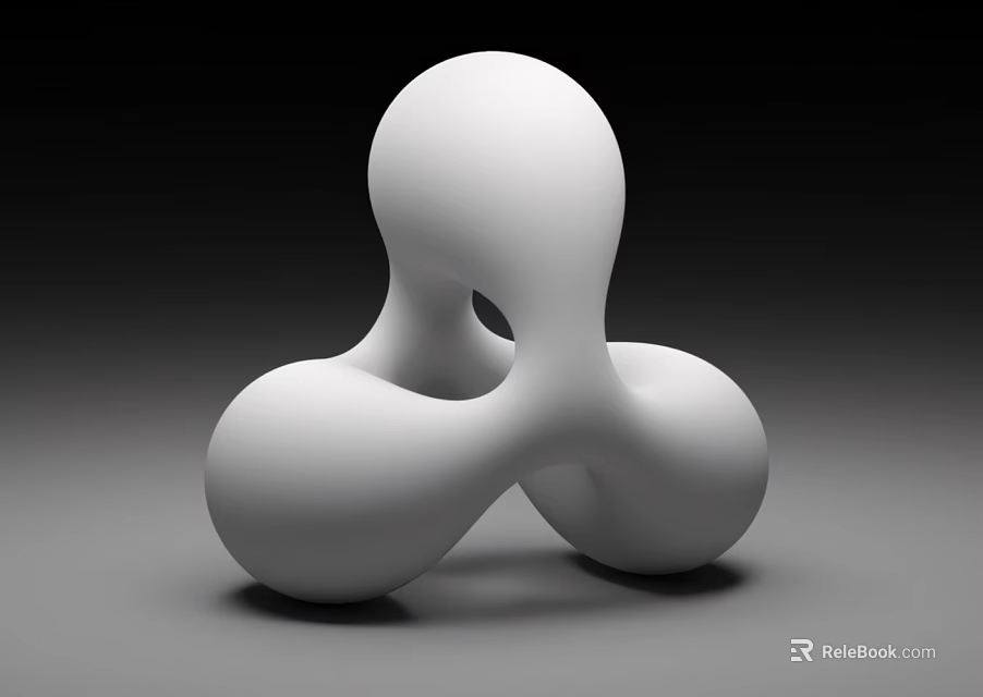 Modern Abstract White Sculptural Decorative Ornament Set with Unique Curved Design 3d model 