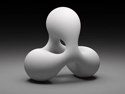 Modern Abstract White Sculptural Decorative Ornament Set with Unique Curved Design 3d model