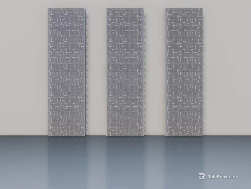 Three Modern Hinged Panel Doors With Geometric Pattern For Interior Design 3d model