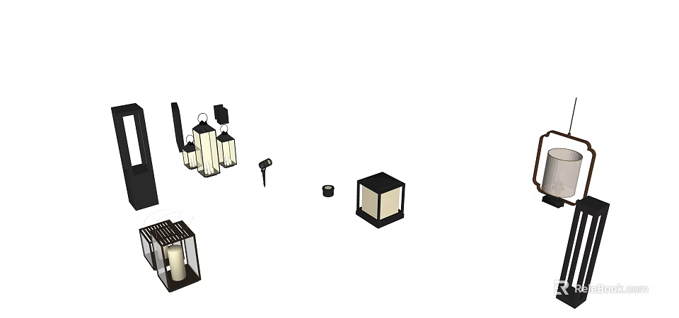 Modern Outdoor Lights With Various Stylish Designs For Garden And Patio Decoration 3d model 