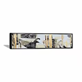 Abstract Canvas Wall Art with Geometric Shapes Black Gold Tones and Linear Patterns