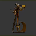 Vintage Mechanical Computer Device With Metal Stand Gears Levers And Rotating Parts