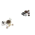 Elegant Decorative Ornament Set with Pinecones Books Coffee Cups and Tray