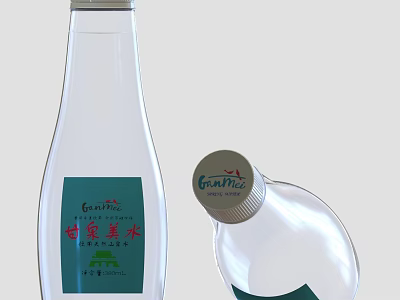 Ganjiaxi Transparent Bottled Water Container 500ml For Daily Household Use 3d model