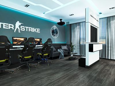 Modern Guest Room E-sports Hotel Guest Room Computer Room E-sports Room Internet Cafe E-sports Game Table and Chair 3d model