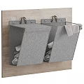 Gray Fabric Wall Mounted Household Storage Bags For Clothes With Towel