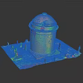 Historic Ancient Stone Dome Architectural Model Featuring Surrounding Grass And Monuments