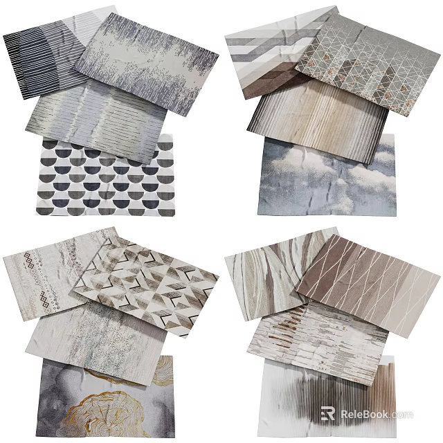 Stylish Square Rugs With Modern Geometric Patterns And Abstract Designs For Home Decor 3d model 