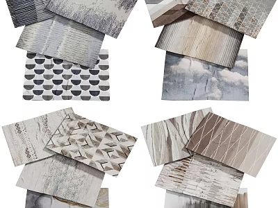 Stylish Square Rugs With Modern Geometric Patterns And Abstract Designs For Home Decor 3d model