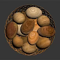 Various Wooden Sports Massage Balls in Woven Basket Fitness Equipment