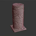 Carved Stone Column with Intricate Cloud Pattern and Square Base Design 3d model