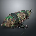 3D Rendered Camouflage Military Airship Model With Detailed External Frames And Structure