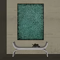 Green Abstract Wall Art With Textured Design In Modern Interior Space 3d model