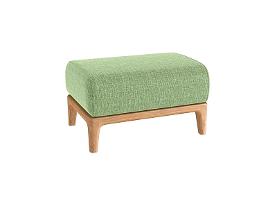 Modern Green Upholstered Stool With Comfortable Seat And Wooden Legs 3d model