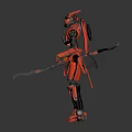 Red Mechanical Robot Character With Futuristic Armor And Weapon In Sci Fi Design
