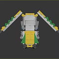 Building Blocks Mechanical Model Design With Yellow Green White Components And Gray Mechanical Parts