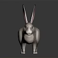 Low Poly Style Gray Rabbit 3D Model With Pink Ears On Dark Background