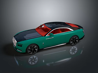 Elegant Green Luxury Coupe With Black Roof Red Interior And Stylish Wheel Design 3d model