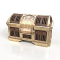 Vintage Decorative Treasure Chest With Arched Windows And Gold Accents