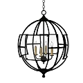 Modern Black Metal Spherical Chandelier With Candle Bulbs And Chain Hanging
