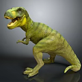 Realistic Green Striped Tyrannosaurus Rex Dinosaur Figure In Standing Aggressive Pose
