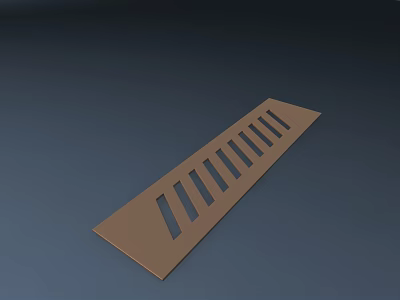 Long Brown Rectangular Strip With Multiple Slots On Dark Background 3d model