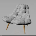 Modern Gray Fabric Chair With Tufted Design And Wooden Legs Contemporary Home Furniture