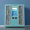 Public Facility Light Blue Vending Machine With Transparent Windows Books And Digital Control Panel 3d model