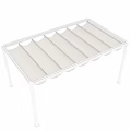 Modern Architectural Canopy Structure With White Support Columns And Curved Roof Panels