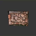 Stacked Red Brick Structure With Green Moss And Natural Textured Appearance