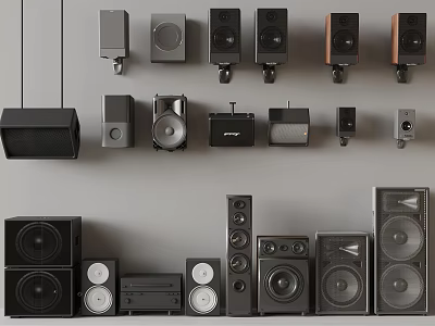 Modern Headphones And Speakers Collection With Various Styles And Designs Displayed 3d model