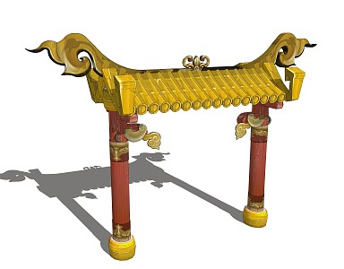 Chinese style archway national tide theme park door game entrance 3d model