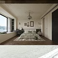 Elegant Bedroom Interior With Ornate Ceiling Chandelier Floral Bedspread And Wooden Floor
