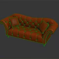 Elegant Red Tufted Multi-Seat Sofa With Curved Armrests And Soft Cushions