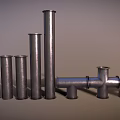 Display Of Industrial Metal Pipes With Varied Heights And Connections