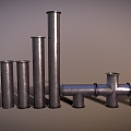 Industrial pipe, valve, pipe hardware, iron pipe, steel pipe 3d model