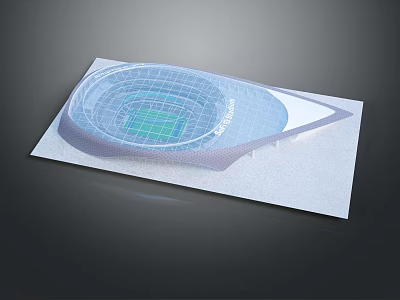 Modern Stadium 3D Model With Transparent Roof And Green Field Structure 3d model